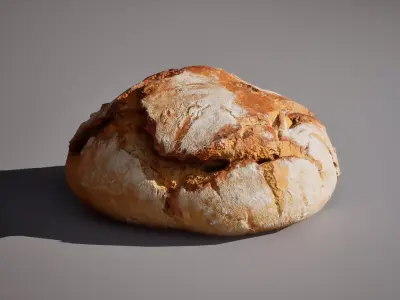 Wheat bread model 5K triangles 4K PBR textures Low-poly 3D model