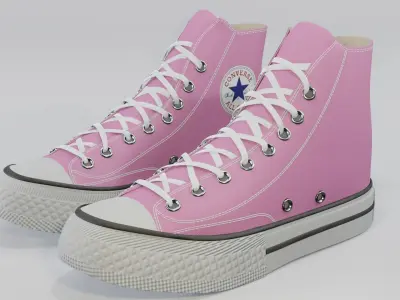 Basketball Leather Shoes Converse All Star Pink 3D model