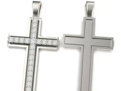 G0483 two cross pendants with diamonds 3D print model