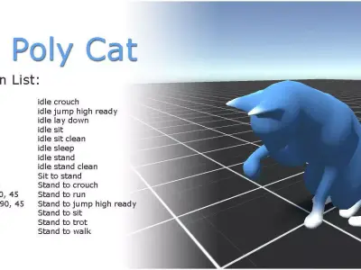 Cat low poly - animated 3D model Low-poly 3D model