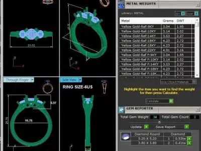 Luxury Three Stone Diamond Ring CAD Design 3DM STL 3D print model