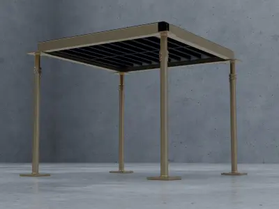 3D Raised Perforated Panel with pedestal and stringer Model 3D model