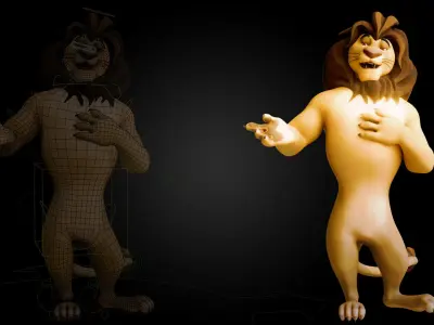 Biped Lion Rigged Low-poly 3D model