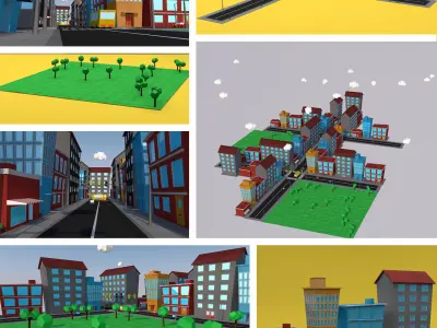 Low Poly City Pack Low-poly 3D model