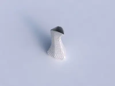 Vase puffy bent triangle with diagonal grid plates 3D print model