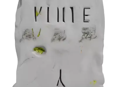 Ancient Stone Tablet with Moss Low-poly 3D model