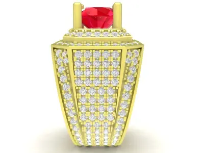 Luxury Pave Diamond Ring with Large Center Stone for Men  3822 3D print model