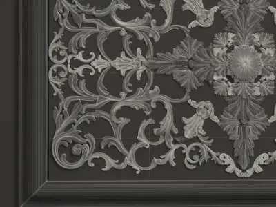Rosette 4 ornate wall panel 3D model