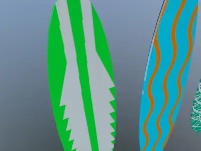 Low Poly Surfboards different colored Free low-poly 3D model