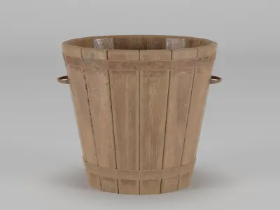 Old Wooden Bucket 30x30x28 Low-poly 3D model