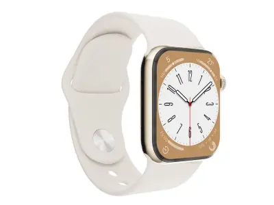Apple Watch Series 8 Sport Band Gold Stainless Steel Low-poly 3D model