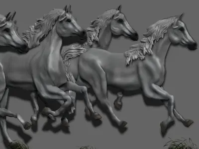 running horse relief panel 3D print model