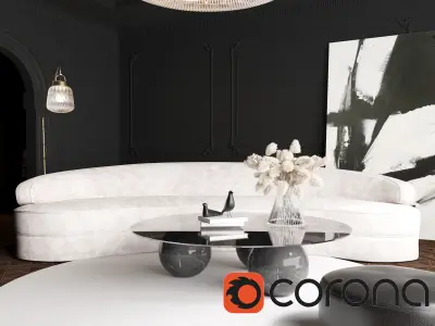 CORONA SCENE 33-Living Room INTERIOR 3D model