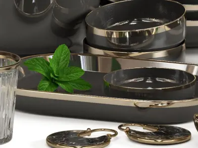 Set of luxury dishes 2 3D model