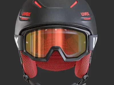 Ski Helmet and Goggles Uvex 3D model