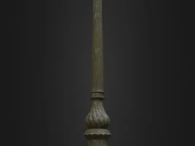 Old Worn Street Light Lamp post 08 Low-poly 3D model
