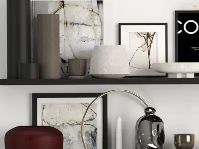 decorative set living room shelf 3D model