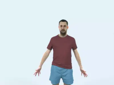 Portrait 09F Animated Rigged Sports Man Low-poly 3D model