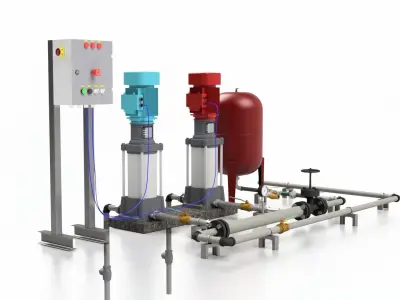 Installations of Booster Pump Multistage Pump Full Assembly 3D print model