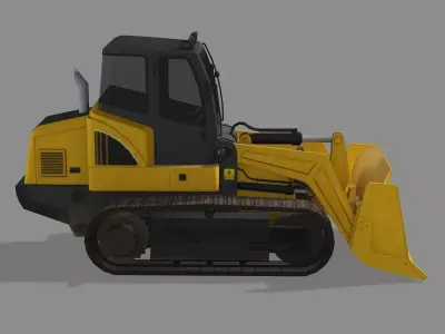 Small Bulldozer Wheel Loader Rigged 3D Model Low-poly 3D model