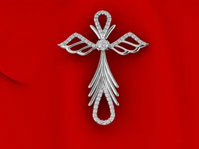 Cross with angels wings 2 3D print model