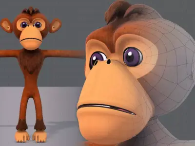 Monkey V02 Low-poly 3D model