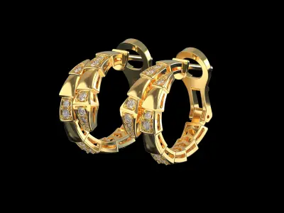 Bvlgari Snake Serpenti Earrings 3D print model 3D print model