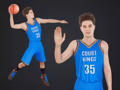 Basketball players Low-poly 3D model