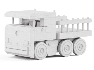 Wooden car Low-poly 3D model get