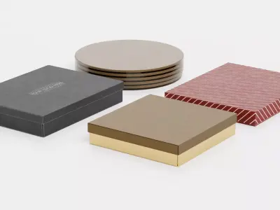 4 Chocolate Boxes Collection - Plain Unbranded Packaging Set 3D model