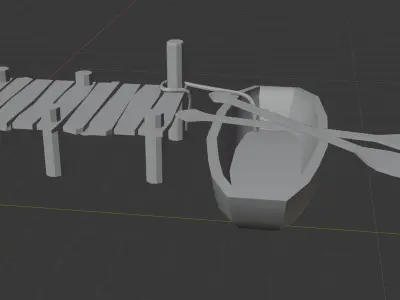  Stylized Rowboat  Wooden Dock Game Ready Low Poly Asset Free low-poly 3D model