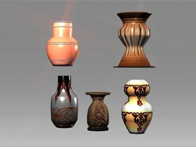 A classic decoration pots collection of Bakery family Low-poly 3D model