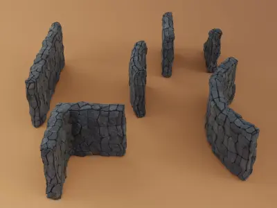  Stone Wall Building Set 3D model