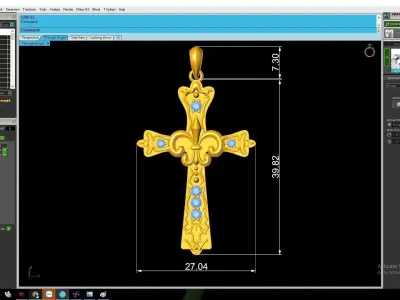 Vintage Cross Pendant with Gemstones   2950 3D print model