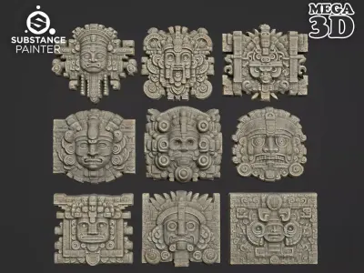 Low poly Mayan Temple Wall Decor 231201 3D model