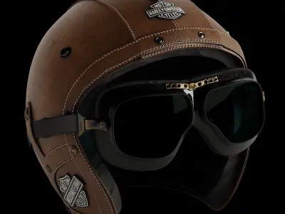 Leather moto helmet 3D model