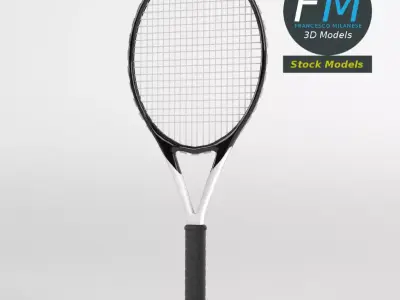 Tennis ball and racket set 3D model