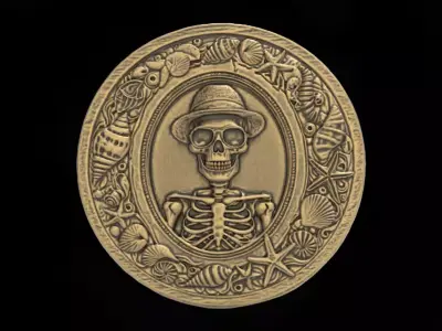 Skeleton Beachcomber 3D Bas-Relief Model for CNC and 3D Printing 3D print model