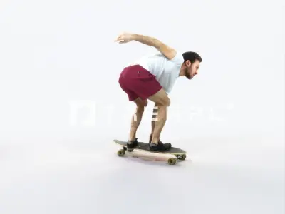 Flow 03E Riding a Skateboard Sports Man Low-poly 3D model