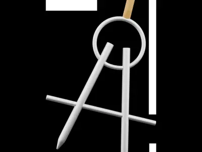 3d drawing compass cartoon icon 3D model