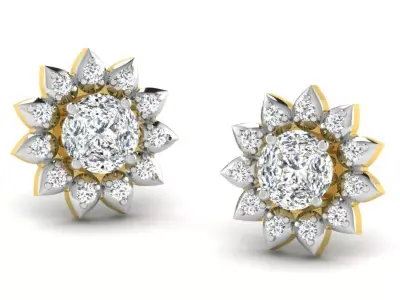 Gold Diamond Women Earring 3D print Model 3D print model 3