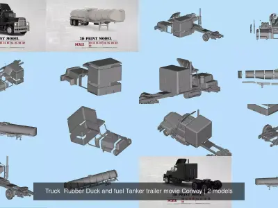 Truck  Rubber Duck and fuel Tanker trailer movie Convoy 3D Model Pack