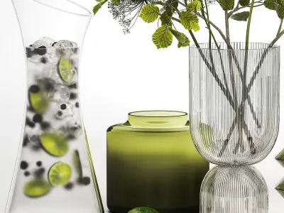 Bouquet Of Flowers With Blueberry And Lime Lemonad 3D model