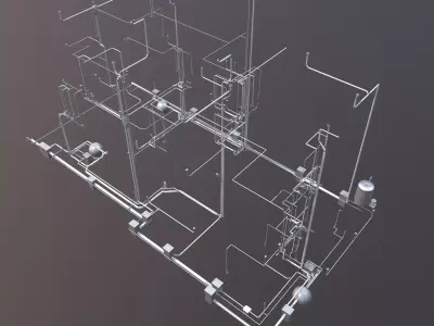 Plumbing piping in building 3D model