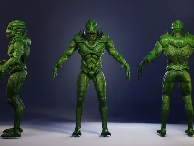 Reptile monster  Low-poly 3D model