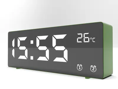 CLOCK GREEN WHITE Low-poly 3D model