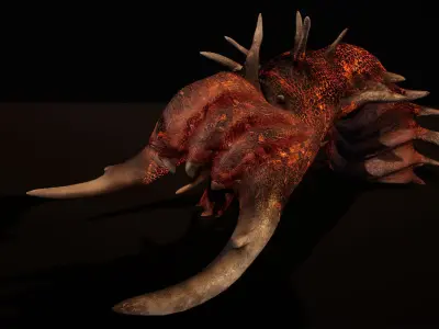 Hell worm guard low-poly game engine ready 3D model Low-poly 3D model