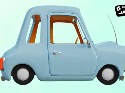 Cartoon Car Rig 3D model Low-poly 3D model