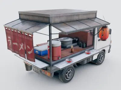 Japanese Ramen Van Low-poly 3D model
