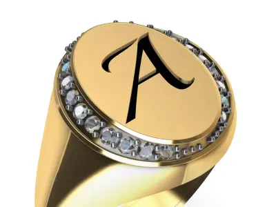 Mens ring for letter engraving 3D print model